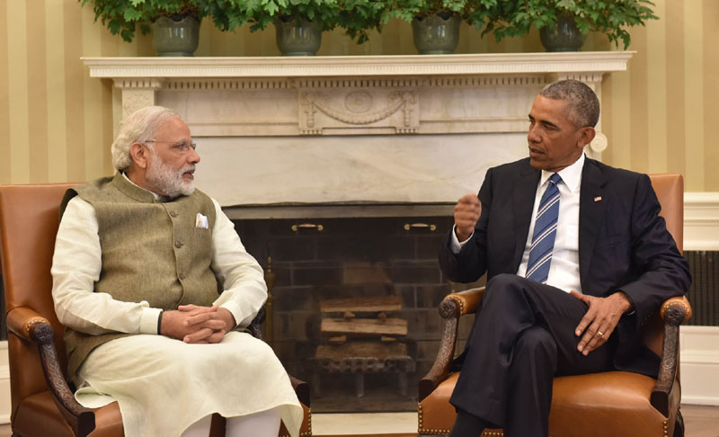 The Prime Minister, Shri Narendra Modi meeting the President of United States of America (USA), Mr. Barack Obama in Oval Office, at White House, in Washington DC, USA on June 07, 2016.